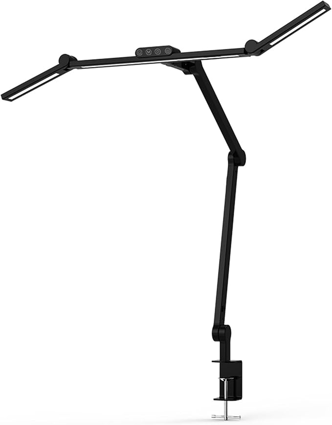 Mount-It! LED Desk Lamp with Adjustable Swing Arms and Clamp Base, Touch Control, Stepless Dimming, and 5 Color Temperatures, Eye-Caring Lighting for Work, Study, and Crafting-DeskLoop Office