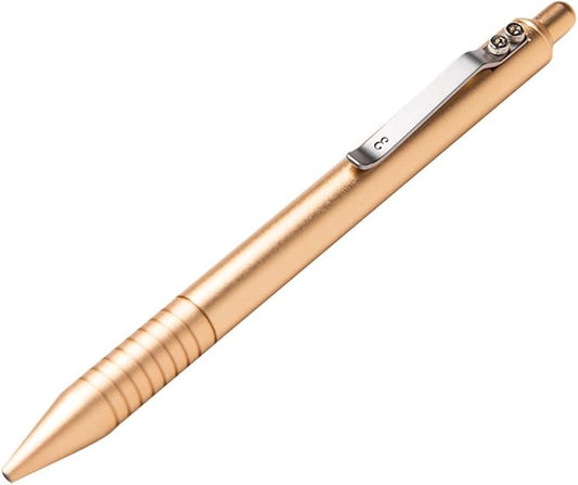 Everyman Grafton Full Click Refillable 0.7mm Ball Point Pen, Gold | Sleek Anodized Aluminum EDC Pen with Deep Grooved Grip | Smooth Writing Pocket Pen for Office, Travel, Gifting & Daily Use-DeskLoop Office