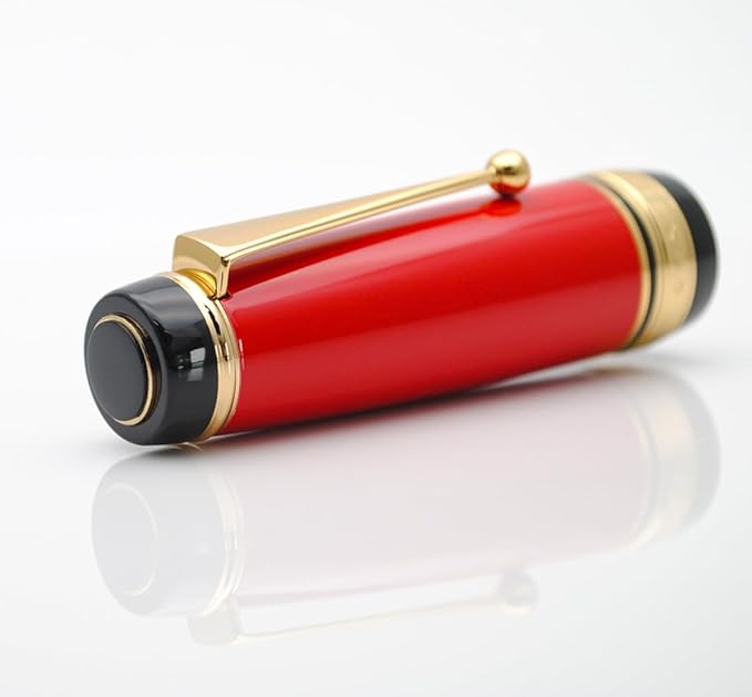 Metal Big Fountain Pen Set Medium Nib 0.7mm, Includes Ink Refill Converter, 5 Ink Cartridges & Gift Box (Medium Nib 0.7mm, Red)-DeskLoop Office