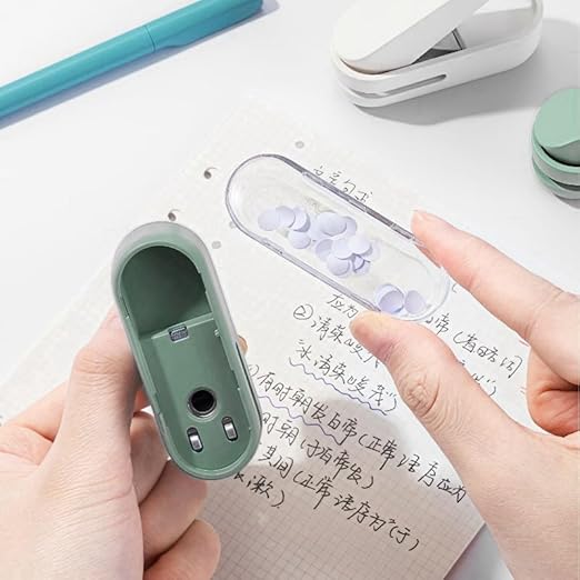 Magnoloran 2 Pack Single Hole Punch, 1/4 inch Mini Small Hole Puncher Heavy Duty Paper Hole Puncher Small Hole Punch One Hole Puncher for Crafts Paper Cards Tags Scrapbook-White&Green-DeskLoop Office
