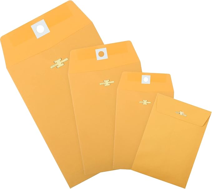 Zonon 100 Pieces 3 Sizes Clasp Envelopes Kraft Paper Catalog Clasp Envelope with Clasp Closure for Filing, Storing, Privacy Ensuring or Mailing Documents (9 x 12 Inch, 6 x 9 Inch, 5 x 7 Inch)-DeskLoop Office