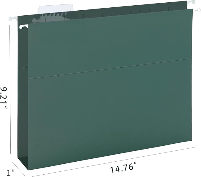 HERKKA Extra Capacity Hanging File Folders, 30 Pack Reinforced Legal Size Hanging Folders with Heavy Duty 1 Inch Expansion, Designed for Bulky Files, Medical Charts, Green-DeskLoop Office