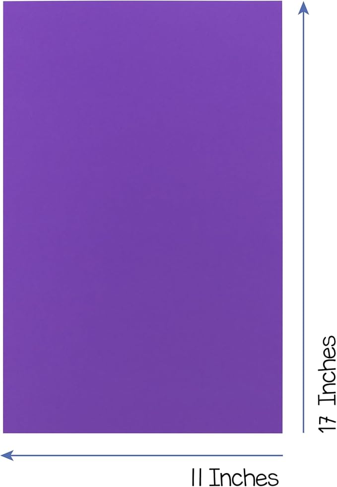Hygloss Purple Bright Colored Cardstock - 11x17-Inch, 50 Sheets, 65 lb/ 176 gsm, Fade-Resistant, Acid-Free Color Card Stock Paper-DeskLoop Office
