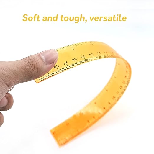 Color Transparent Ruler Plastic Rulers - Ruler 12 inch, Kids Ruler for School, Ruler with Centimeters, Millimeter and Inches, Assorted Colors, Clear Rulers, 7 Pack School Rulers-DeskLoop Office