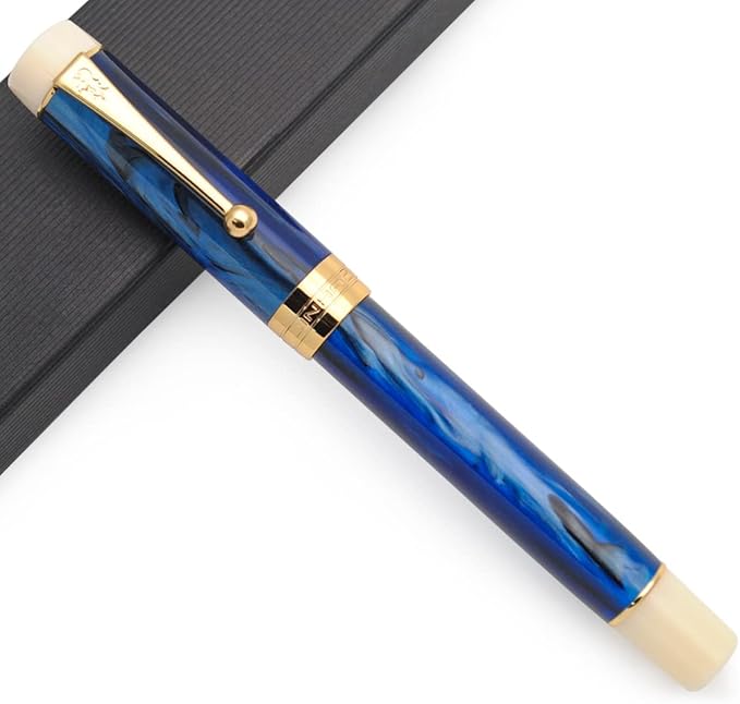 JINHAO 100 Fountain Pen with Ink Converter (Medium Nib 0.7mm, Galaxy Blue-B)-DeskLoop Office