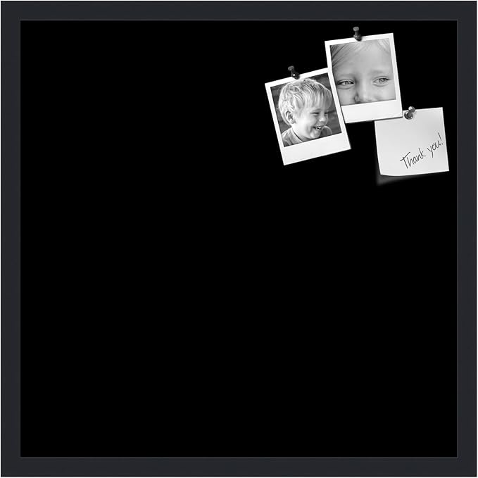 PinPix 22x22 Inch Cork Bulletin Board. This Decorative Framed Pin Board Comes with Solid Black Design and a Satin Black Frame. Ideal for Home Office Decor or Message Board (PinPix-622)-DeskLoop Office