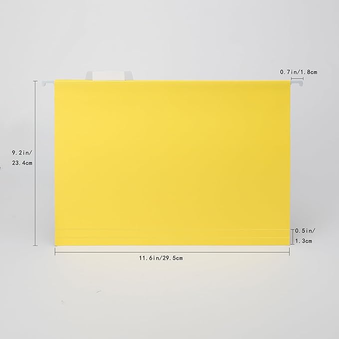 50 Packs Hanging File Folders,Yellow Letter Size File Folder,Designed for Bulky Files,Filing Cabinet,1/5 Adjustable Tabs for Office,School,Home-DeskLoop Office