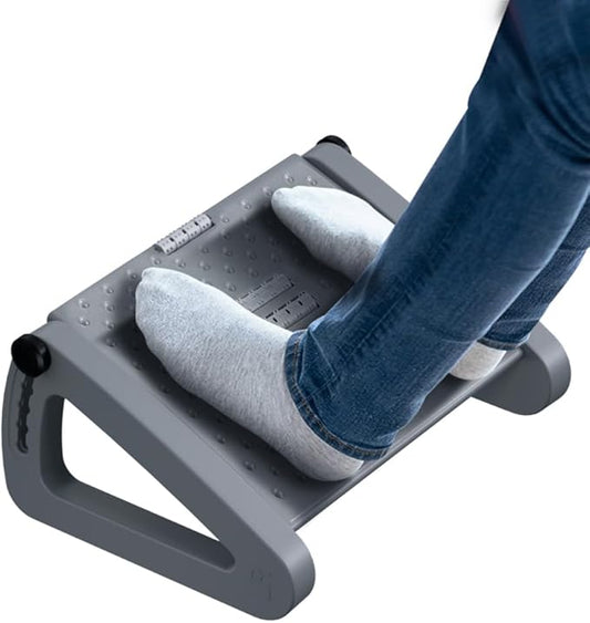 Foot Rest for Under Desk at Work - Six Heights Adjustable Under Desk Footrest - Ergonomic Foot Stools for Under Office Desks - Desks Foot Rest with Massage Rollers - Leg Rest for Chair (Gray)-DeskLoop Office