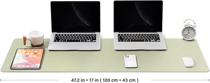 Large Cork Desk Mat - 47.2"x 17" Desk Pad for Office and Home - Ideal for Large Mouse Pad and Desk Mats on Top of Desks(Light Green)-DeskLoop Office