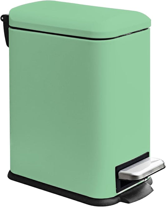 JM.YIPENG Bathroom Rubbish Bin, 5 Litre Cosmetic Bin, Small Waste Bin with Soft Close Lid, Bathroom Bin for Toilet, Bathroom, Bedroom, Living Room, Green-DeskLoop Office