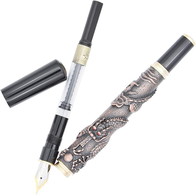 Gullor Basso-relievo Pen, Chinese Dragon, Medium Nib, a Heavy Noblest Pen Medium Nib-DeskLoop Office