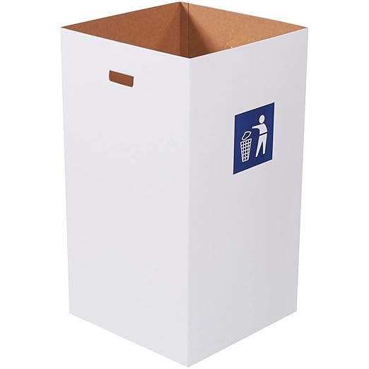 Aviditi Cardboard Trash Cans and Recycling Bins, 50 Gallon 18" L x 18" W x 36" H (10-Pack) Reusable or Disposable Pop Up Garbage Boxes for Parties, Outdoor Events, Heavy Duty, Waste-DeskLoop Office