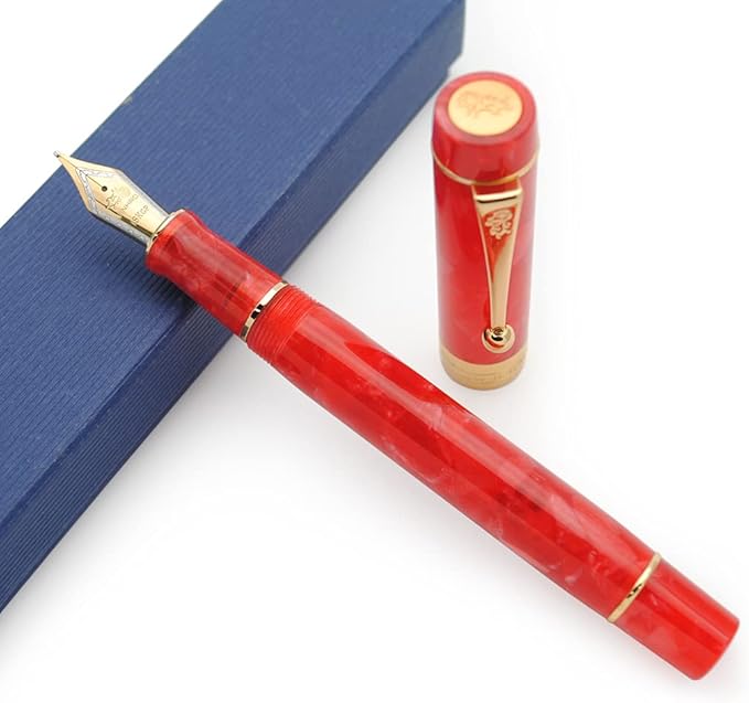 JINHAO 100 Fountain Pen with Ink Converter (Medium Nib 0.7mm, Cherry Red)-DeskLoop Office