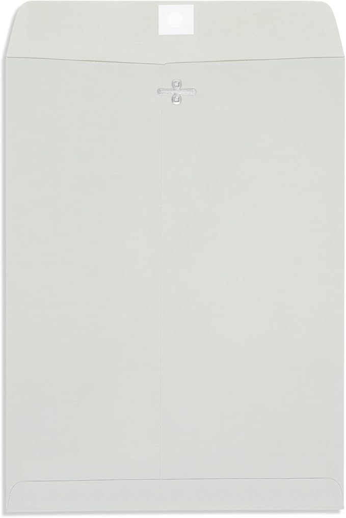 Blue Summit Clasp Envelopes, 10 x 13-Inch, Thick 28lb Gray Kraft Paper, Clasp with Gummed Seal, 100 Envelopes-DeskLoop Office