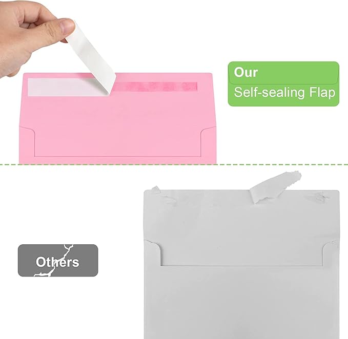 70 Packs A4 Envelope, Pink A4 Envelopes, 4x6 Photo Envelopes for Invitations, Envelopes Self Seal for Weddings, Baby Shower, Photos, Postcards, Greeting Cards, Mailing-DeskLoop Office