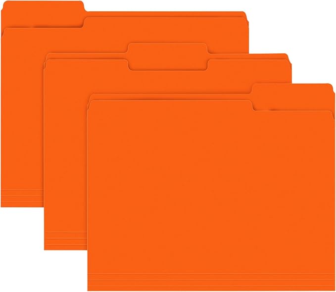 File Folder, RAZCC 150 Pack 1/3 Cut Tab File Folders Letter Size, Orange, Folders with Tab, Great for Organizing and Easy File Storage-DeskLoop Office