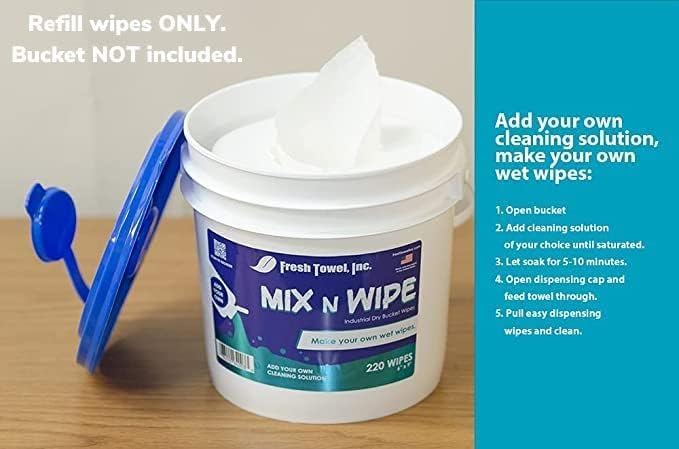 Fresh Towel Mix-N-Wipe Dry Wipes Refill, 2-Pack (220 Sheets) – Make Your Own Wet Wipes – 6" x 9" Sheets – Bulk Paper Towels-DeskLoop Office