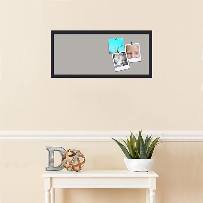 PinPix 28x12 Inch Cork Bulletin Board. This Decorative Framed Pin Board Comes with Dark Stone Design and a Satin Black Frame. Ideal for Home Office Decor or Message Board (PinPix-1808)-DeskLoop Office