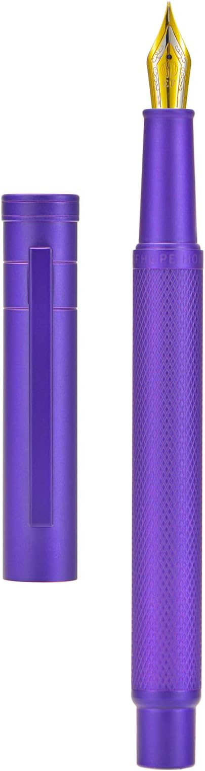 Hongdian 1851 Purple Forest Fountain Pen Medium Nib, Classic Design with Converter and Metal Pen Case-DeskLoop Office