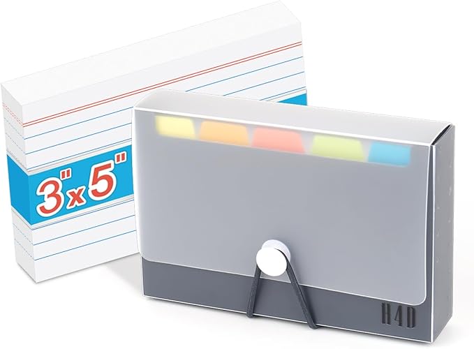H4D 3x5 Index Card Case with 100 Heavyweight Ruled Index Cards and Dividers, Black-DeskLoop Office