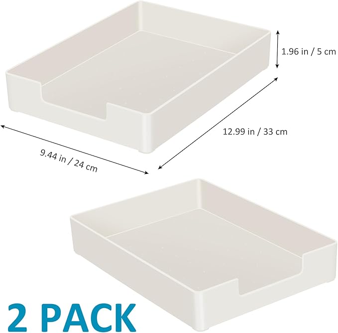 Letter Tray/Paper Tray Organizer for Desk/Stackable Letter Tray Paper Holder File Organizer for Office Supplies School Home Desk Accessories (White) 2Pcs-DeskLoop Office