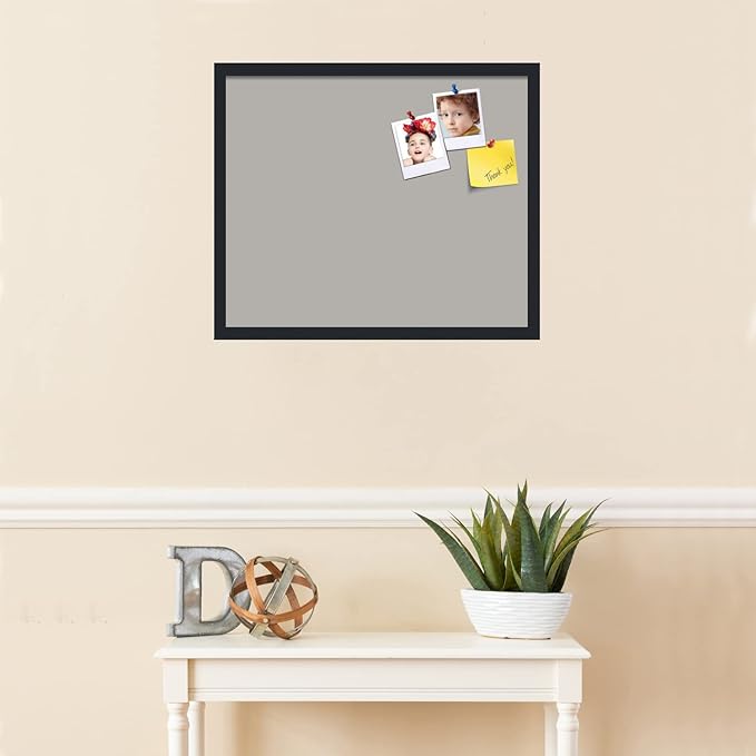 PinPix 24x20 Inch Cork Bulletin Board. This Decorative Framed Pin Board Comes with Dark Stone Design and a Satin Black Frame. Ideal for Home Office Decor or Message Board (PinPix-1808)-DeskLoop Office