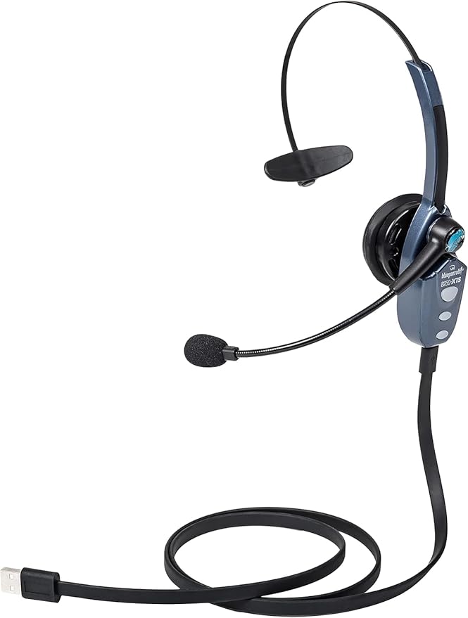BlueParrott B250-XTS Mono Bluetooth Wireless Headphones 91% Noise Canceling Over Head Trucker Headset with Mic, Lightweight Design with Adjustable Headband, 20 hrs. Talk Time, Blue-DeskLoop Office