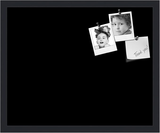 PinPix 21x17 Inch Cork Bulletin Board. This Decorative Framed Pin Board Comes with Solid Black Design and a Satin Black Frame. Ideal for Home Office Decor or Message Board (PinPix-622)-DeskLoop Office