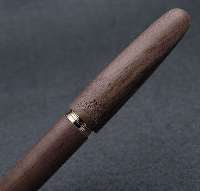 JINHAO 9056 Natural Wood Fountain Pen Handmade Ink Pen (Peach Wood, Fine Nib 0.5mm)-DeskLoop Office