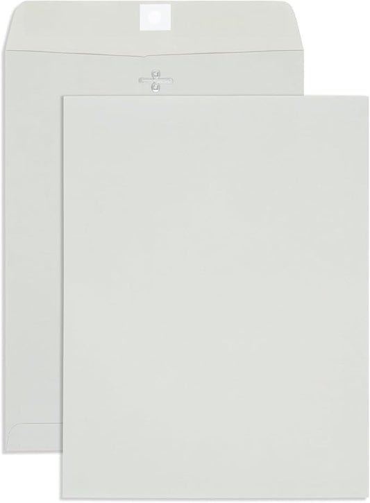 Blue Summit Clasp Envelopes, 9 x 12-Inch, Thick 28lb Gray Kraft Paper, Clasp with Gummed Seal, 100 Envelopes-DeskLoop Office