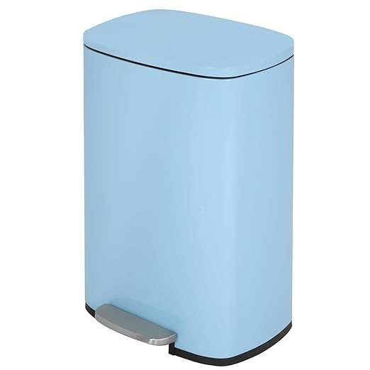 PayLessHere Stainless Steel Trash Can with Lid - Removable Inner Bucket, Foot Pedal Soft Close for Office, Home, Kitchen Garbage Bin (Blue, 13 G)-DeskLoop Office