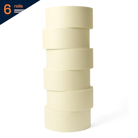 General Purpose Masking Tape 1.88 Inches x 60 Yards, Beige White Painters Tape for Painting, Labeling, DIY Arts Crafts, Home Office School Projects, 6 Rolls-DeskLoop Office