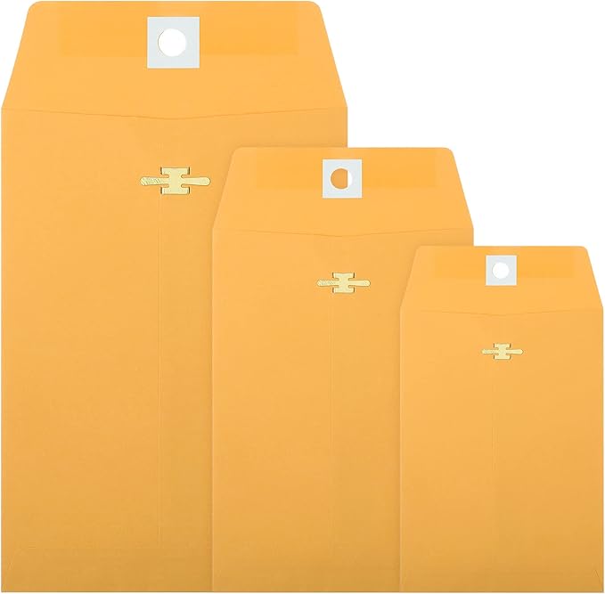 Zonon 100 Pieces 3 Sizes Clasp Envelopes Kraft Paper Catalog Clasp Envelope with Clasp Closure for Filing, Storing, Privacy Ensuring or Mailing Documents (10 x 13 Inch, 9 x 12 Inch, 6 x 9 Inch)-DeskLoop Office