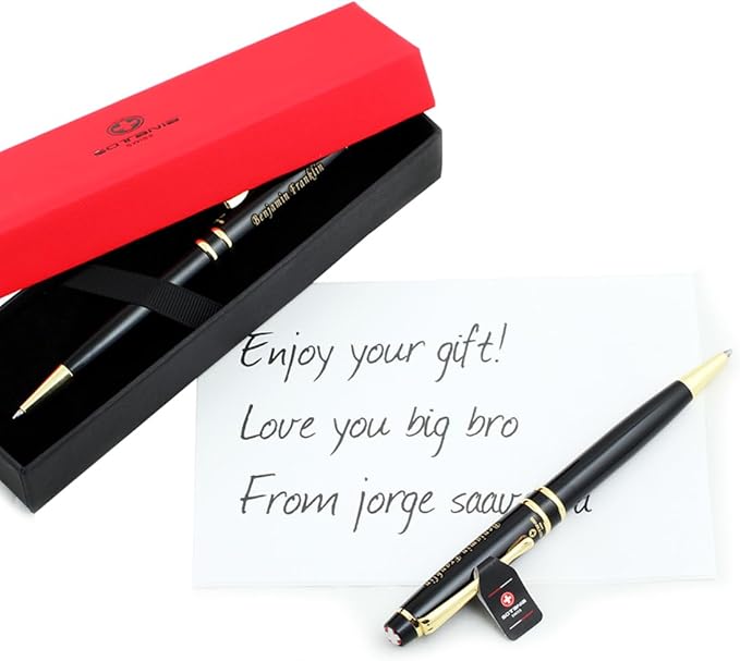 Free Engraving - Personalized Roller Ballpen, Ballpoint pen, Ball pen, Refillable Pens, Retractable Medium Point Black Ink, Custom Gifts for Men, Women, Classy Gift Box-DeskLoop Office