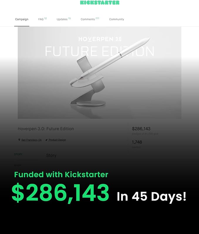 novium Hoverpen Future Edition - Luxury Fountain Pen & Rollerball Pen All-In Gift Box, Fine Nib, Futuristic Aesthetic, Aerospace Metal Made, Free Spinning Executive Pen, Mens Gift Ideas (Frost Silver)-DeskLoop Office