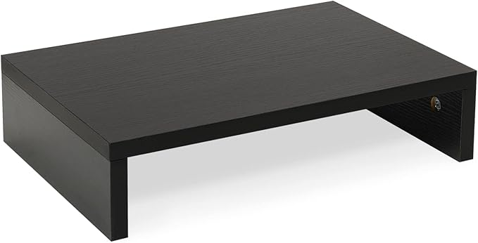 TEAMIX 14.2 inch Monitor Stand Riser, Wood Monitor Riser with Storage for Desk Small Monitor Stand TV/Screen/PC/Laptop Riser Computer Stand Desktop Shelf (Black-14.2 inch)-DeskLoop Office