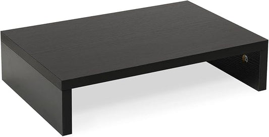 TEAMIX 14.2 inch Monitor Stand Riser, Wood Monitor Riser with Storage for Desk Small Monitor Stand TV/Screen/PC/Laptop Riser Computer Stand Desktop Shelf (Black-14.2 inch)-DeskLoop Office