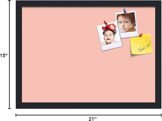 PinPix 21x15 Inch Cork Bulletin Board. This Decorative Framed Pin Board Comes with Pink Pastel Design and a Satin Black Frame. Ideal for Home Office Decor or Message Board (PinPix-1813)-DeskLoop Office