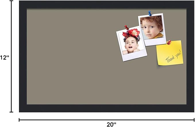 PinPix 20x12 Inch Cork Bulletin Board. This Decorative Framed Pin Board Comes with Pewter Design and a Satin Black Frame. Ideal for Home Office Decor or Message Board (PinPix-1812)-DeskLoop Office