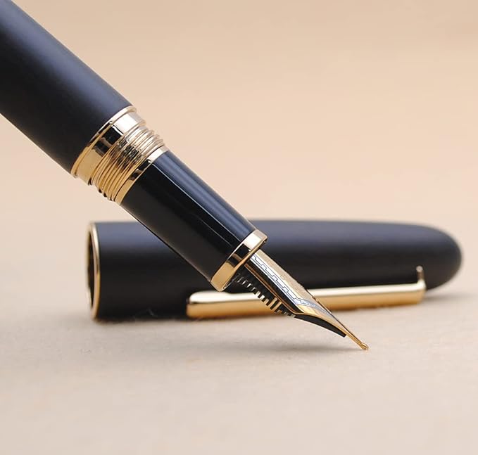 JINHAO 9036 Natural Wood Fountain Pen Handmade Ink Pen (Medium Nib 0.7mm, Ebony Wood)-DeskLoop Office