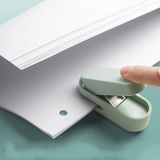 Knamoda Mini Small Hole Puncher Green Color, 10 Sheet Paper Hole Puncher Capacity Single Hole Puncher for Office Use Or Gift for Students (Green)-DeskLoop Office