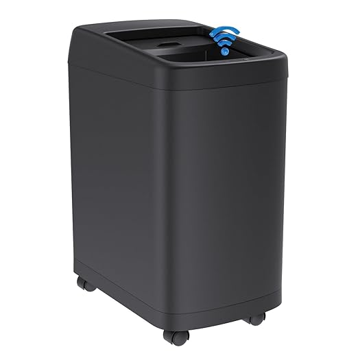 ELLO&ALLO Garbage Can Motion Sensor Trash Can 13 Gallon for Kitchen with Roll Up Lid, Automatic Touch Free High-Capacity with Wheels Black Waste Bin-DeskLoop Office