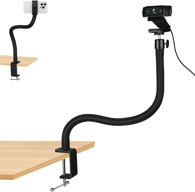 Webcam Stand for Desk,50cm Gooseneck Arm Compatible with Logitech Webcam C920 / C920S / C920x / C922 / C922x / C925e / C930 / C930e / C615 / C960 / BRIO 4K / NexiGo N60 / iPhone/Ring Light-DeskLoop Office