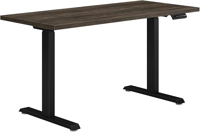 HON Coze Electric Standing Desk Adjustable Height, Coordinate Height Adjustable Desk, 54", Walnut Top, Black Base-DeskLoop Office