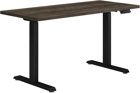 HON Coze Electric Standing Desk Adjustable Height, Coordinate Height Adjustable Desk, 54", Walnut Top, Black Base-DeskLoop Office