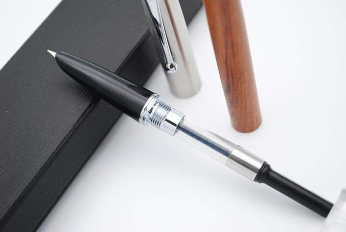 JINHAO 51A Wooden Fountain Pen Steel Cap (Red GuiBao Wood, Extra Fine Nib 0.38mm)-DeskLoop Office