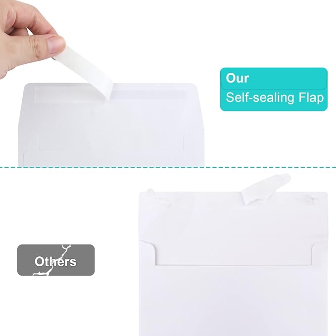 Joyberg 70 Packs A4 Envelopes, White, 4x6 Photo, Self Seal for Invitations, Weddings, Baby Shower, Photos, Postcards, Greeting Cards, Mailing-DeskLoop Office
