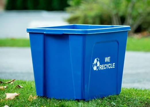 Curbside 18 Gallon Blue Recycling Bin for Homes or Businesses for Curbside Recycling - Single Unit - Blue-DeskLoop Office