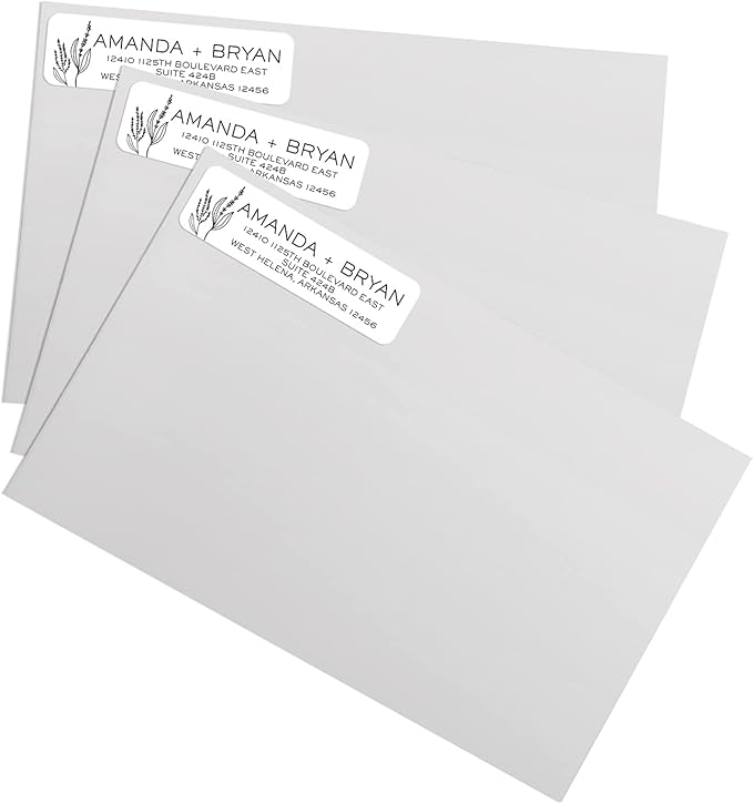 Simple Modern Flower Rolled Address Labels/Roll of 250 Floral Illustration Personalized Address Labels/Designer Return Address Stickers in Elegant Plastic Dispenser-DeskLoop Office