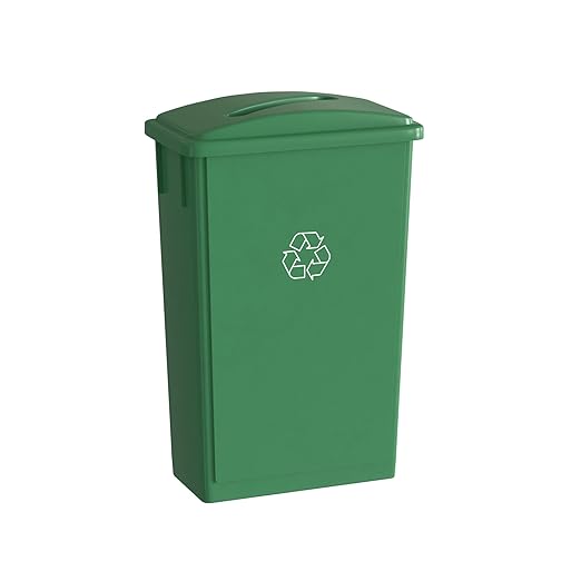 23 Gallon Green Recycle Slim Jim Trash Can with Paper Slot-DeskLoop Office